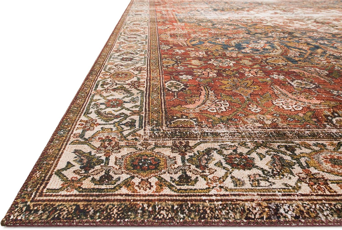 Loloi Layla Collection LAY-05 Ocean/Multi 3'-6" x 5'-6" .13" Thick Accent Rug, Soft, Durable