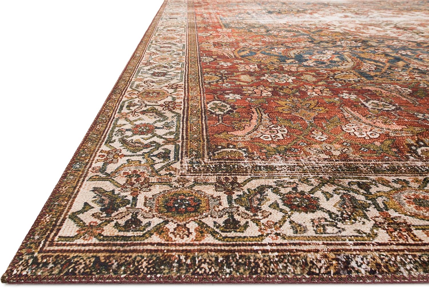 Loloi Layla Collection LAY-05 Ocean/Multi 3'-6" x 5'-6" .13" Thick Accent Rug, Soft, Durable