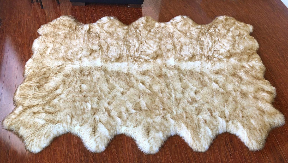 LAMBZY Faux Sheepskin Hypoallergenic Free Shape Silky Shag Rug, Luxury Shaggy Silky Plush Carpet