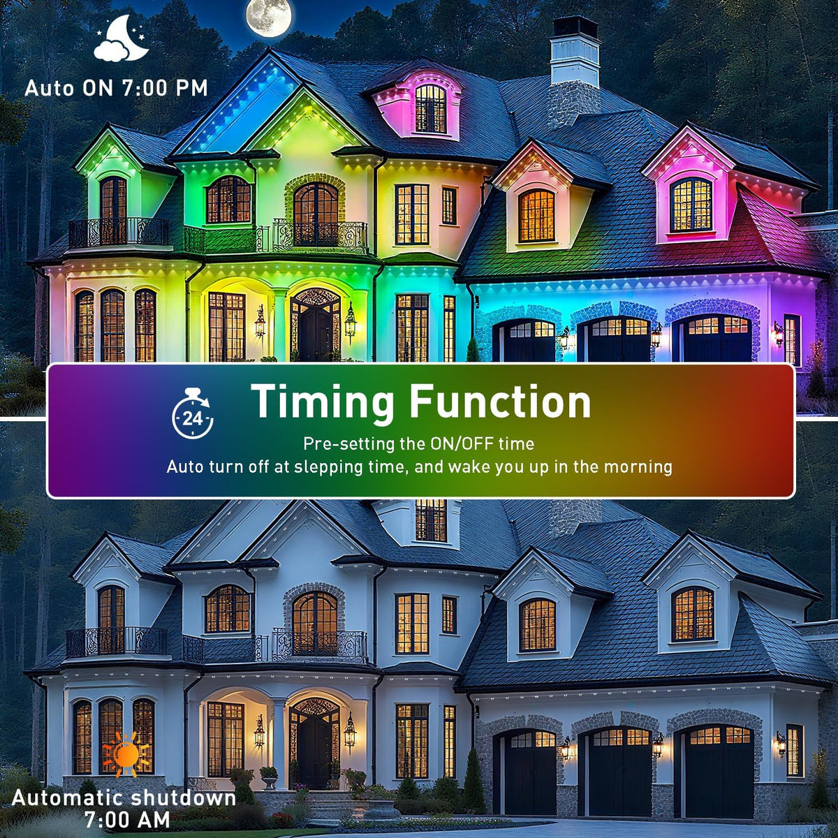 100ft Permanent Outdoor Lights,for House Roof, Christmas, Holiday, Party, Daily Lighting, IP67