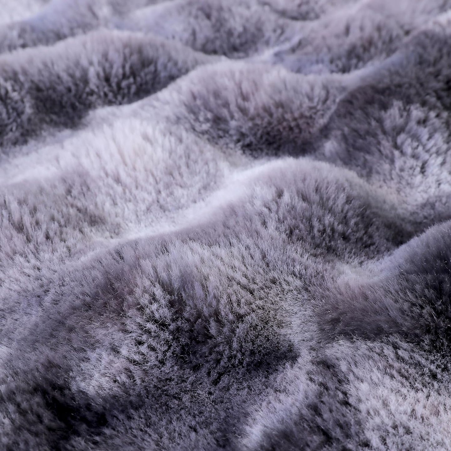 UKELER Soft Faux Fur Throw Blanket 50''x60'' Dark Grey Reversible Shaggy Blanket Plush Thick Fluffy