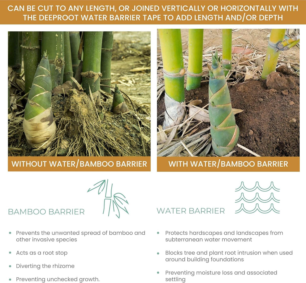 DeepRoot Water Barrier, Versatile Bamboo Barrier, Easy-to-Install Garden Barrier for Landscaping