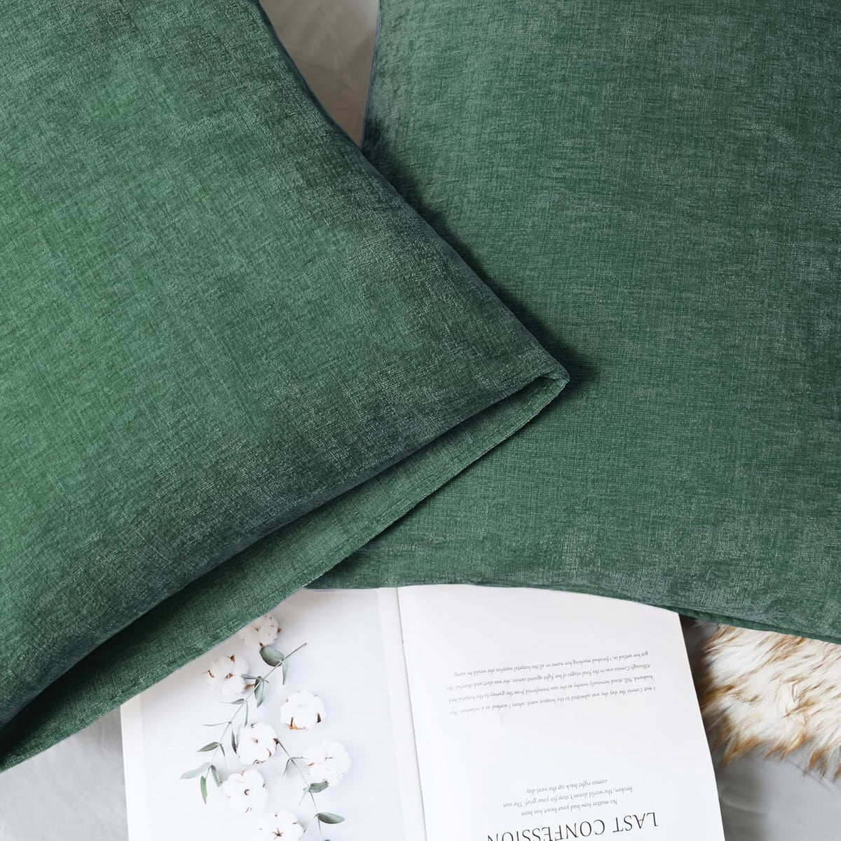 CaliTime Throw Pillow Covers Decorative 20 X 26 Inches Pack of 2 Cozy Chenille Standard Pillow
