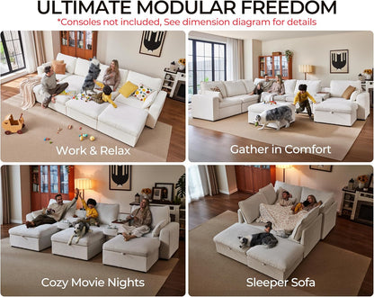 Oversized Modular Sofa Comfy Cloud Couch with Storage, Extra Deep Plush Sectional Sofa Set for