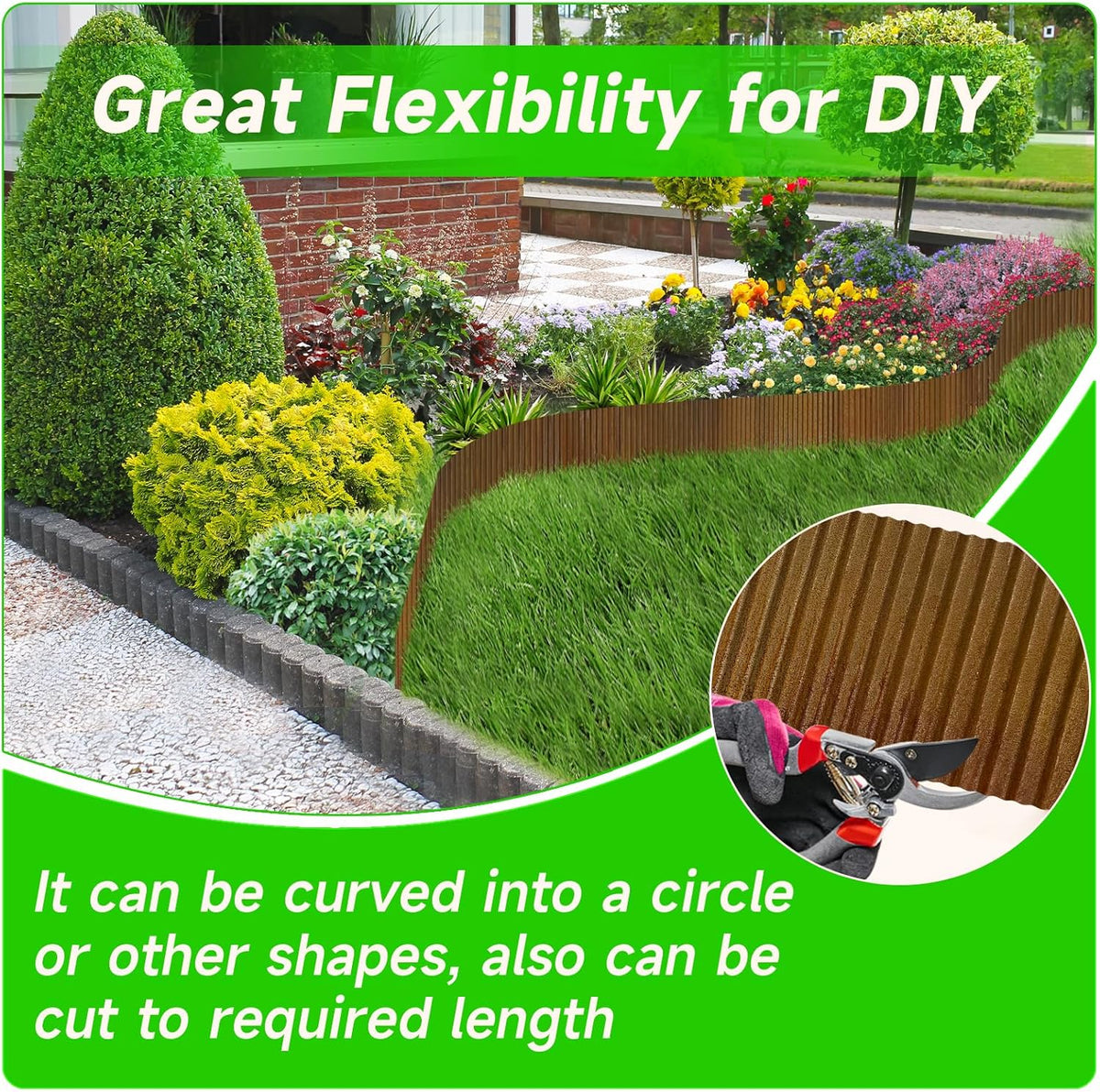 Corrugated Garden Edging,8"×20Ft Pre-Rusted Landscape Edging & Lawn Edging Border,Metal Garden