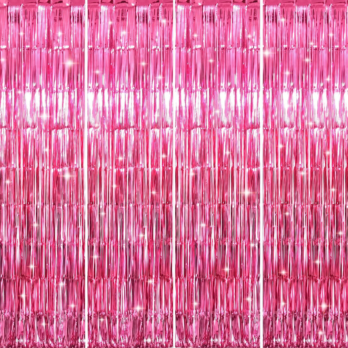GOER 3.2 ft x 8.2 ft Metallic Tinsel Foil Fringe Curtains Party Photo Backdrop Party Streamers for