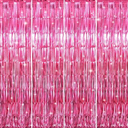 GOER 3.2 ft x 8.2 ft Metallic Tinsel Foil Fringe Curtains Party Photo Backdrop Party Streamers for