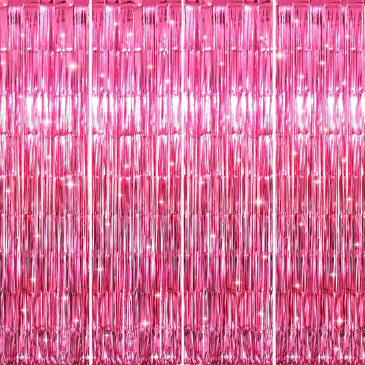 GOER 3.2 ft x 8.2 ft Metallic Tinsel Foil Fringe Curtains Party Photo Backdrop Party Streamers for