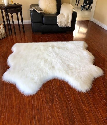 LAMBZY Faux Sheepskin Hypoallergenic Free Shape Silky Shag Rug, Luxury Shaggy Silky Plush Carpet
