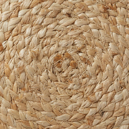 Casafield Hand-Braided Jute Pouf Ottoman Footrest, 19" Round x 10-1/2" High, Natural Woven Boho