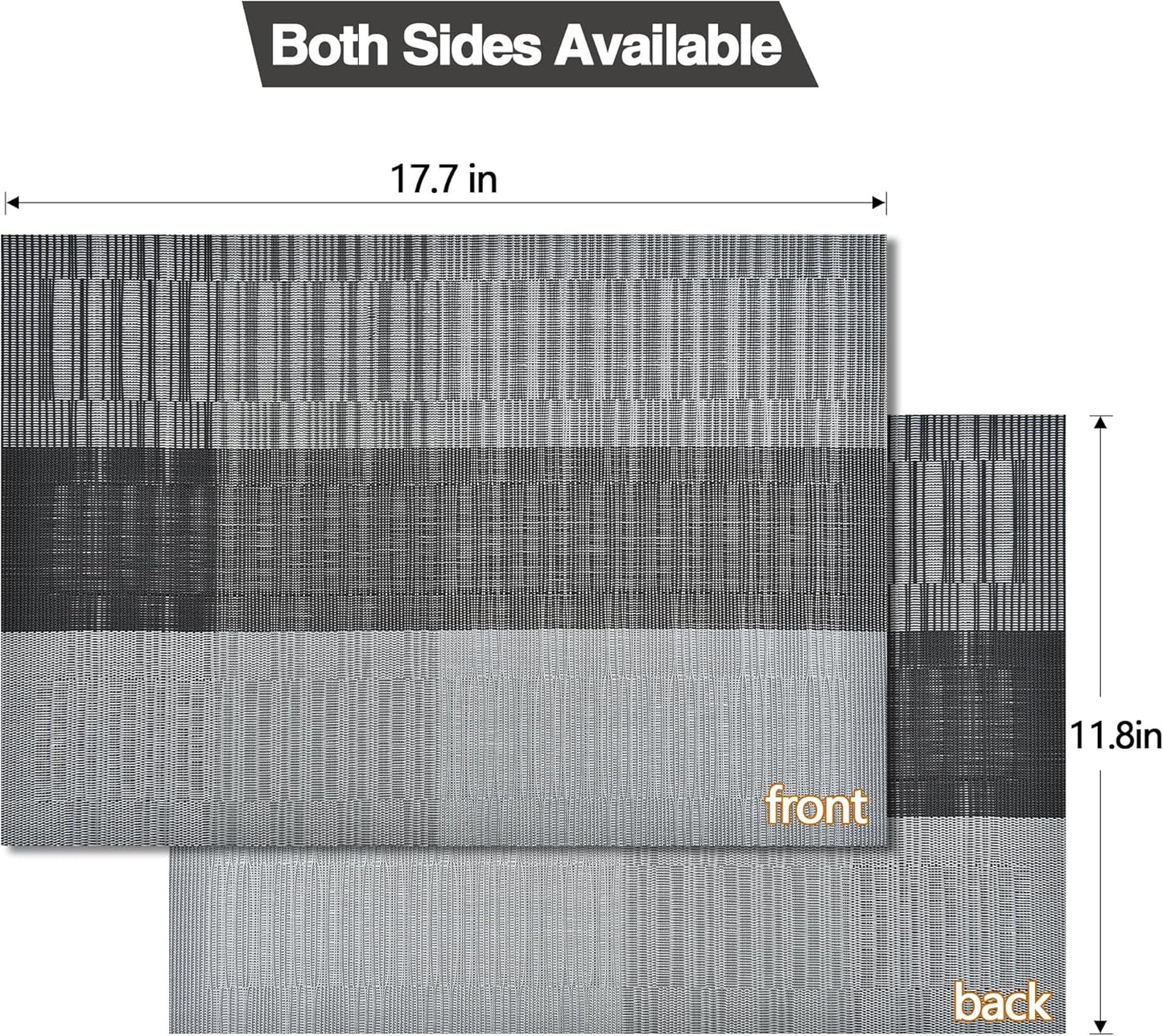 Placemats Set of 6 - Easy Clean Washable Vinyl Placemats - Heat Resistant PVC Place Mats for Dining