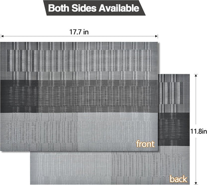 Placemats Set of 6 - Easy Clean Washable Vinyl Placemats - Heat Resistant PVC Place Mats for Dining