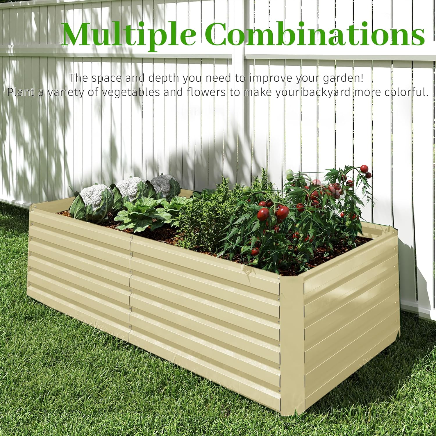 8x4x2 ft Outdoor Raised Garden Bed, Large Metal Planter Raised Beds, Planters for Outdoor Plants