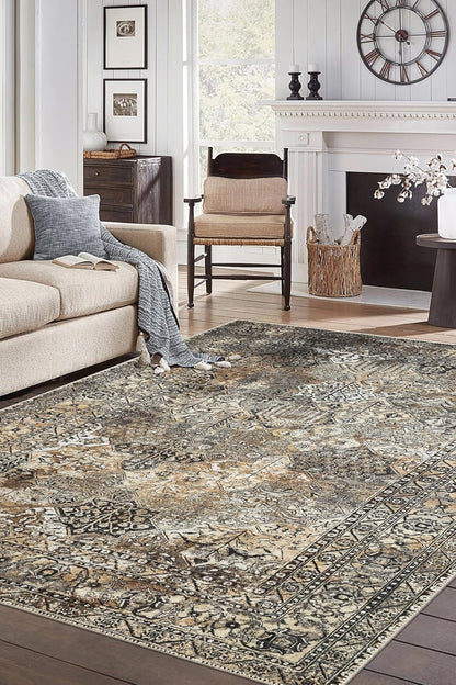 Keen Home Design 4x6 Rug - Machine Washable Area Rug with Non-Slip Backing, Ideal for Living Room