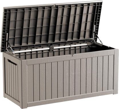 270 Gallon Lockable Resin Deck Box, Waterproof & UV-Resistant Outdoor Storage Box for Outdoor