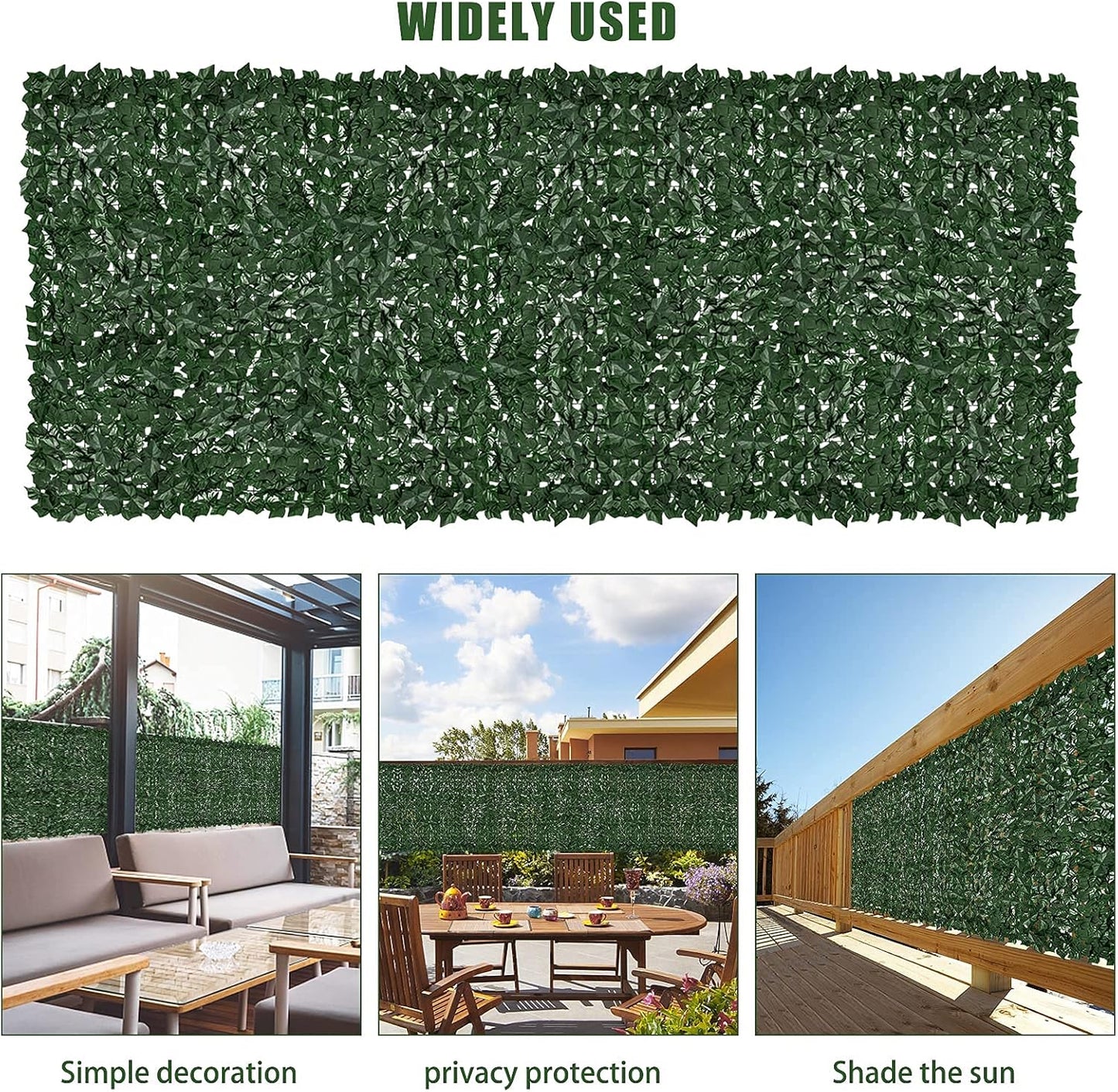 Faux Ivy Fence Privacy Screen Outdoor Expandable Artificial Greenery Roll Fake Hedge Wall Patio