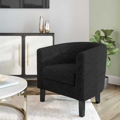 BELLEZE Living Room Chairs Set of 2, Teddy Polyester Accent Barrel Chairs, Club Tub Sofa Chairs for