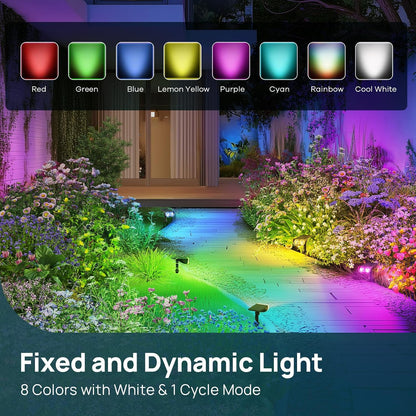 Linkind Solar Lights Outdoor Waterproof IP67, StarRay RGB Solar Spot Lights Outdoor, Color Changing
