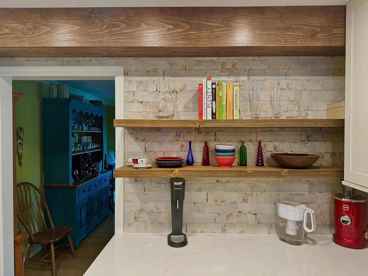 Joel's Antiques 42 Inch Wooden Floating Shelves for Wall - 42x12x2 in - Made of Natural Wood - Long