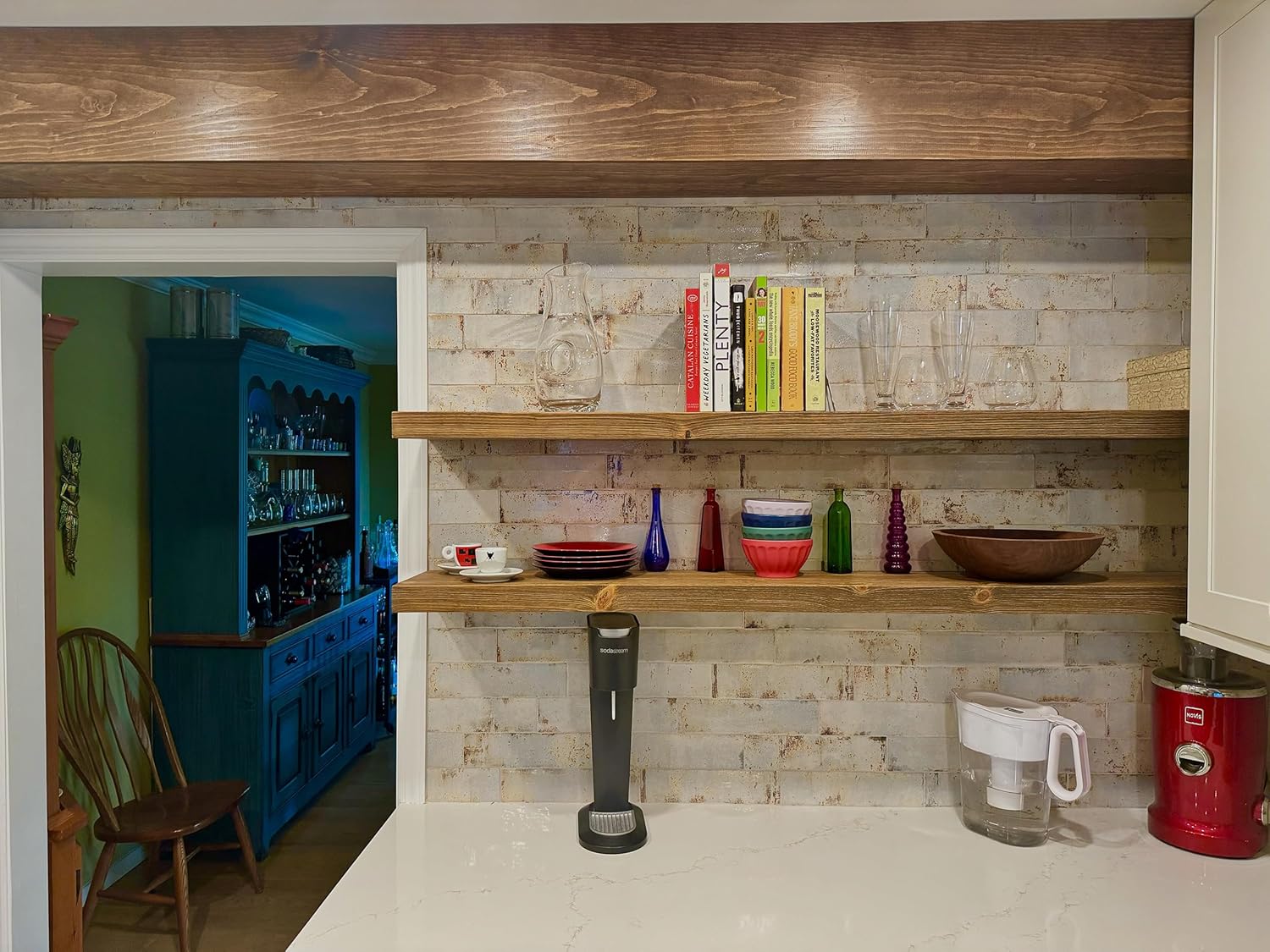 Joel's Antiques 42 Inch Wooden Floating Shelves for Wall - 42x12x2 in - Made of Natural Wood - Long