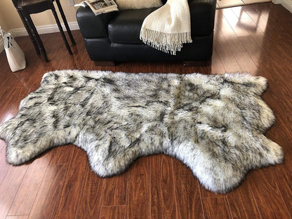 LAMBZY Faux Sheepskin Hypoallergenic Free Shape Silky Shag Rug, Luxury Shaggy Silky Plush Carpet