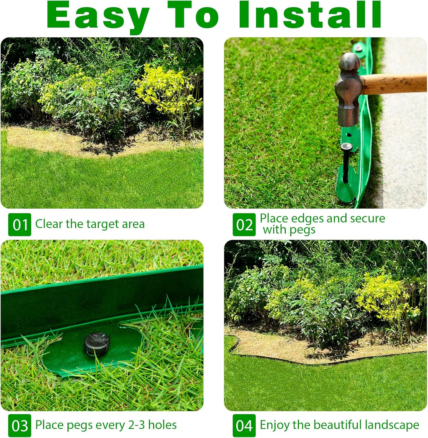 Landscape Edging Border 60 FT 2 Inch Tall with 120 Spikes, Plastic Edging for Landscaping, Garden