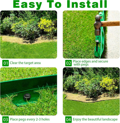 Landscape Edging Border 33 FT 2 Inch Tall with 60 Spikes, Plastic Edging for Landscaping, Garden