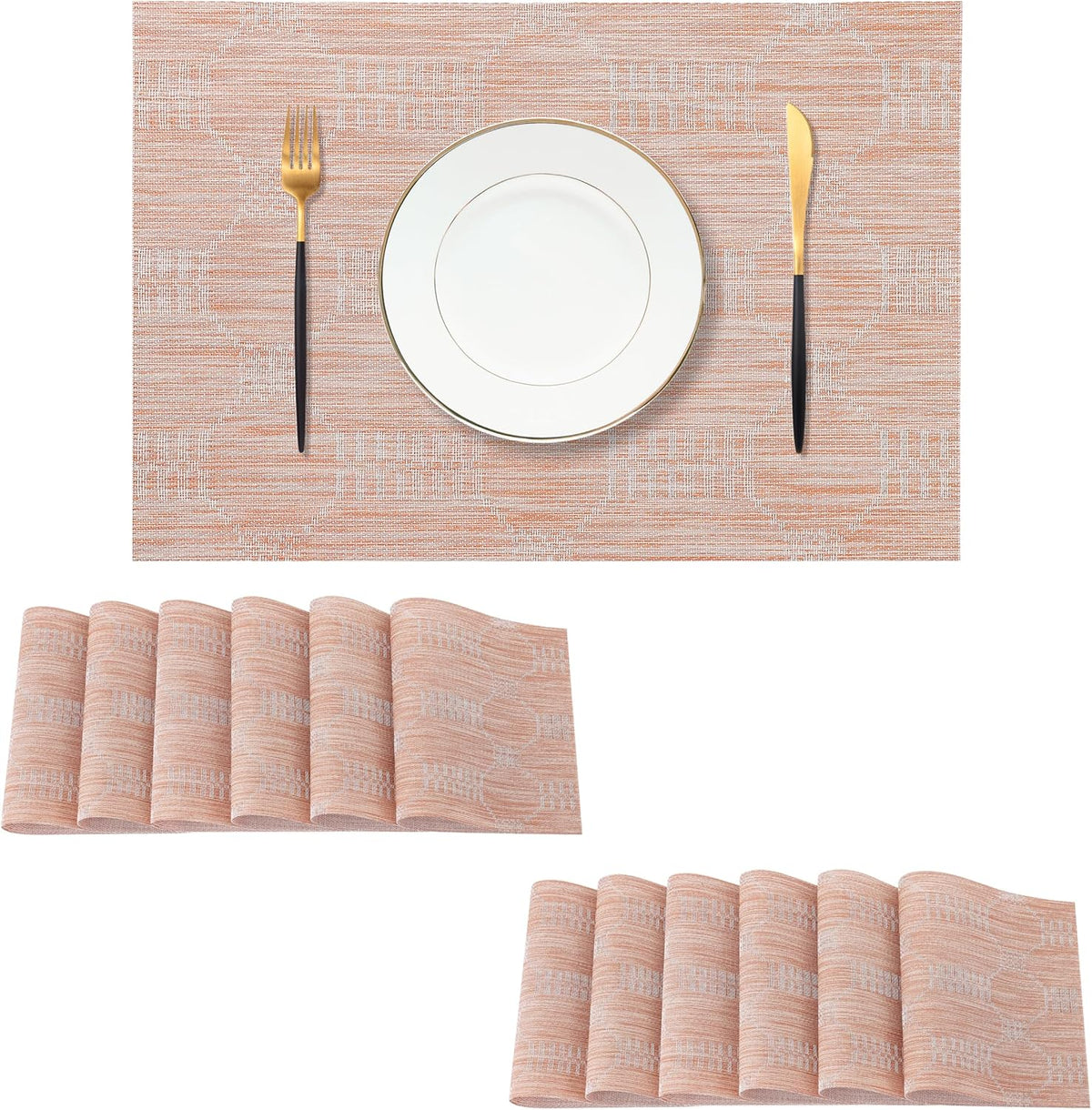 Leetaltree Coral Placemats Set of 12 - Heat Resistant Non-Slip Place mats for Dining Table