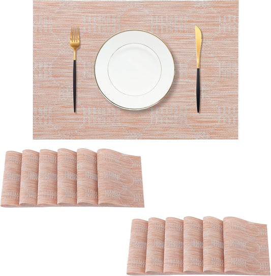 Leetaltree Coral Placemats Set of 12 - Heat Resistant Non-Slip Place mats for Dining Table