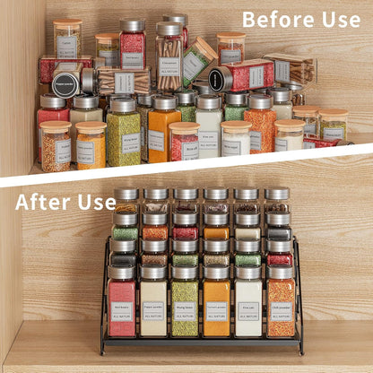 RCHYFEED Spice Rack Organizer for Cabinet Pantry,4 Tier Spice Rack Countertop, Depth Adjustable