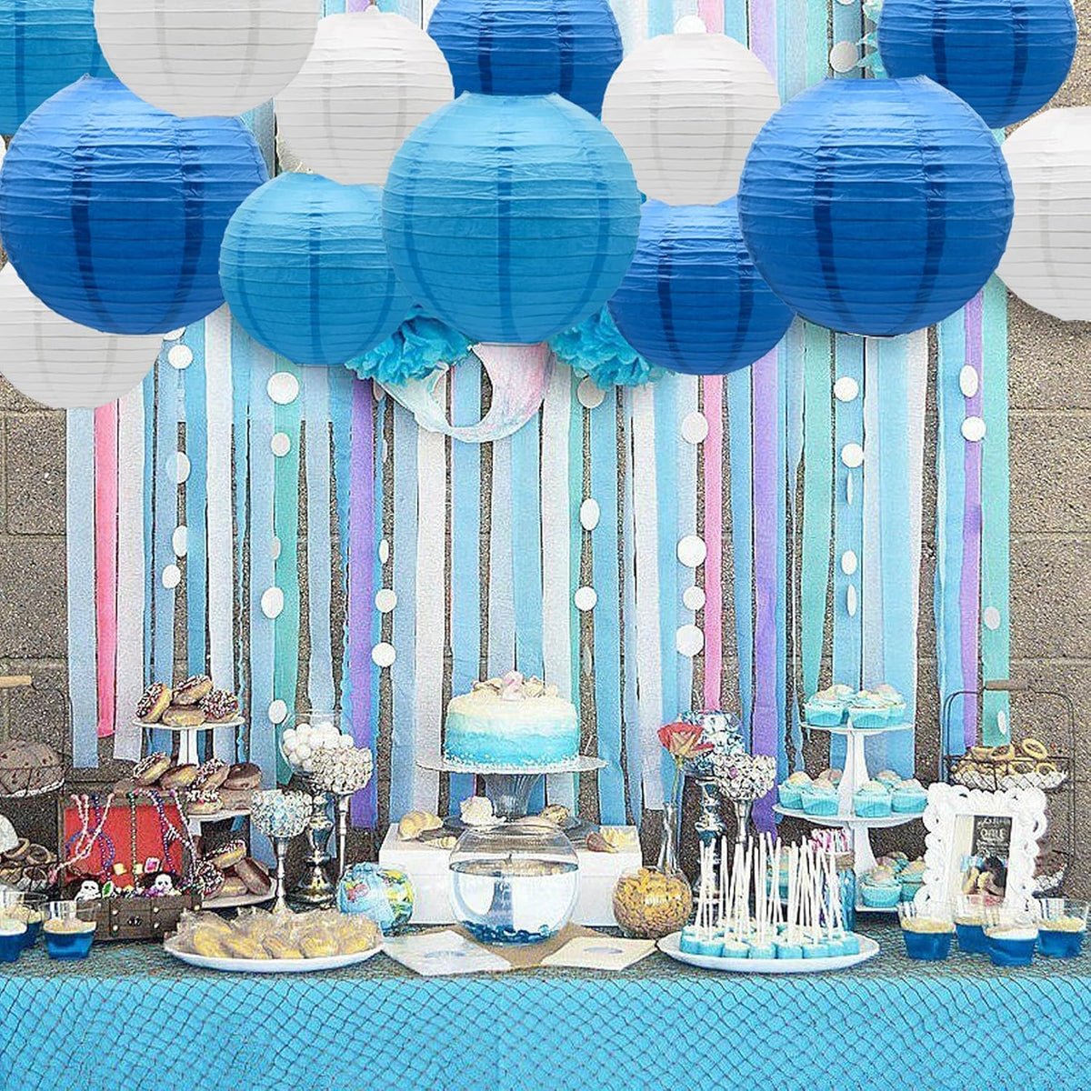 Paper Lanterns Party Decorations Blue - Hanging Paper Lanterns Indoor Outdoor - Wedding Graduation