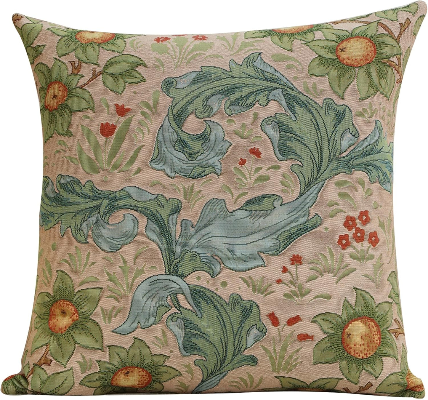 Charlotte Home Furnishings Decorative Tapestry Pillow Cover 19x19 in, Beige Arabesques Couch Pillow