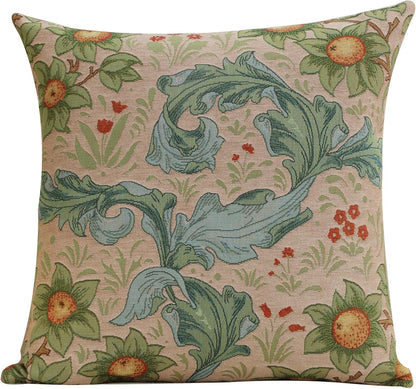 Charlotte Home Furnishings Decorative Tapestry Pillow Cover 19x19 in, Beige Arabesques Couch Pillow