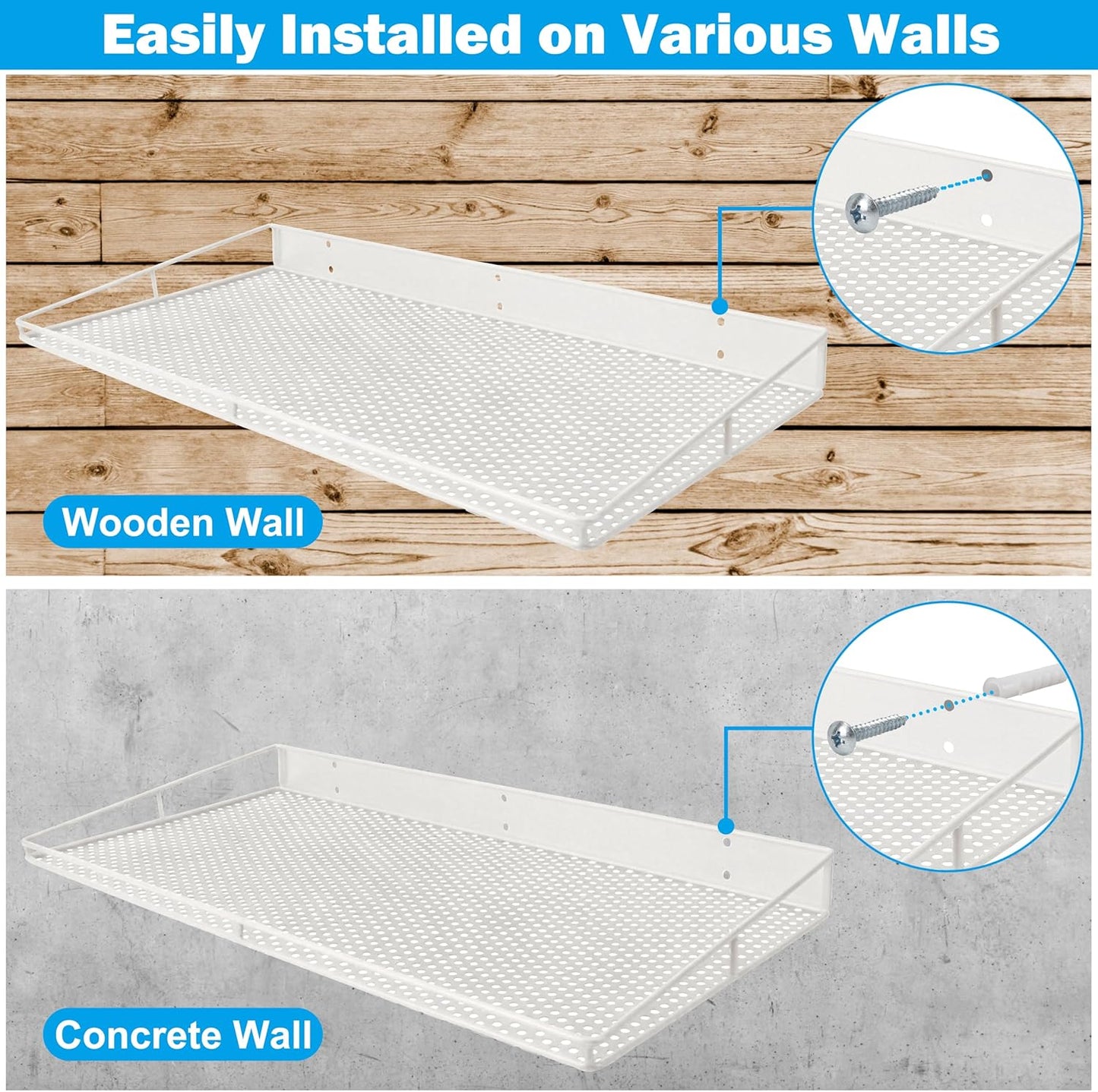 RedCall Heavy-Duty Wall Shelf, 2 Pack Garage Shelf, 23.5" x 12" Large Wall Mounted Shelves for