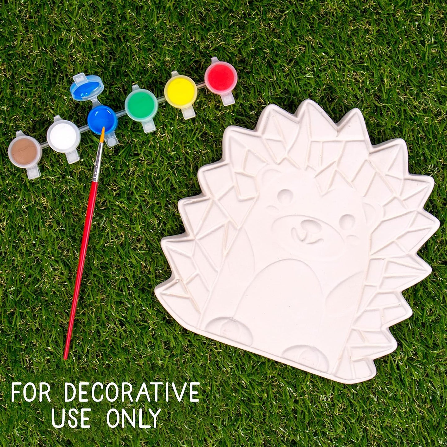Creative Roots Mosaic Hedgehog Stepping Stone, Includes 7-Inch Ceramic Stone & 6 Vibrant Paints