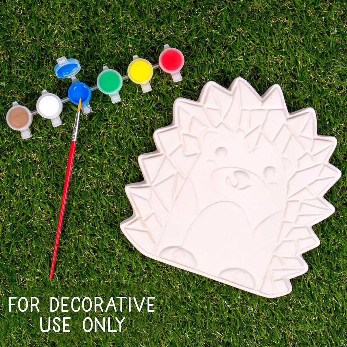 Creative Roots Mosaic Hedgehog Stepping Stone, Includes 7-Inch Ceramic Stone & 6 Vibrant Paints