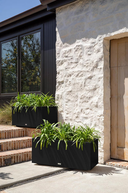 Veradek Block Series Long Box Planter - Large Rectangular Planter for Indoor or Outdoor Patio/Porch