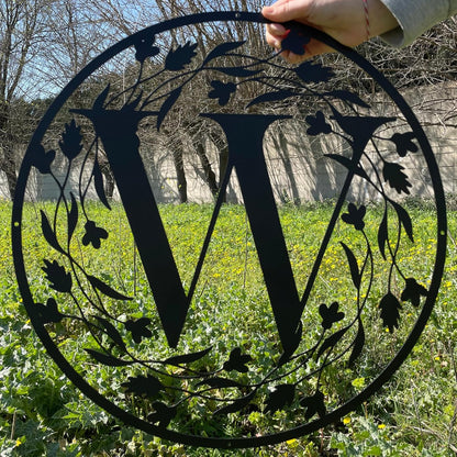Personalized Metal Name Letter with Vines, Split Letter Monogram Wall Art Decor, Durable Steel