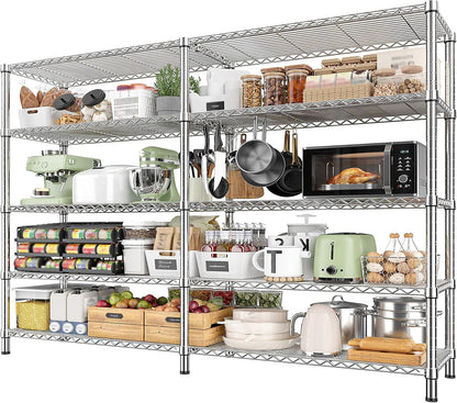 REIBII 1500LBS Storage Shelves 61.7''W Wire Shelving Unit 5 Tier Metal Shelving for Storage Rack