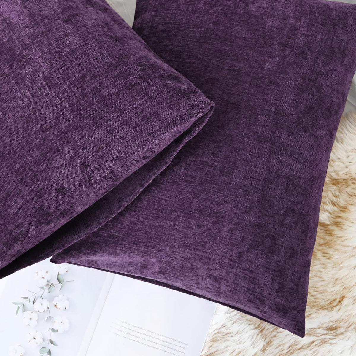 CaliTime Throw Pillow Covers Decorative 20 X 26 Inches Pack of 2 Cozy Chenille Standard Pillow