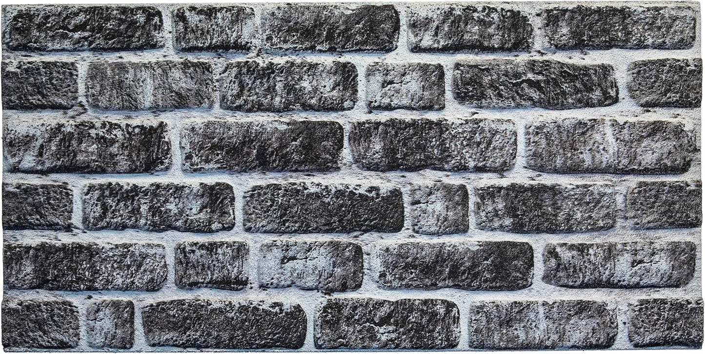Dundee Deco 3D Wall Panels Faux Brick - Cladding, Charcoal White Stone Look Wall Paneling
