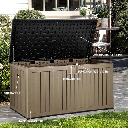 YITAHOME 230 Gallon Large Deck Box with Divider & Side Handles, Outdoor Double-Wall Storage for