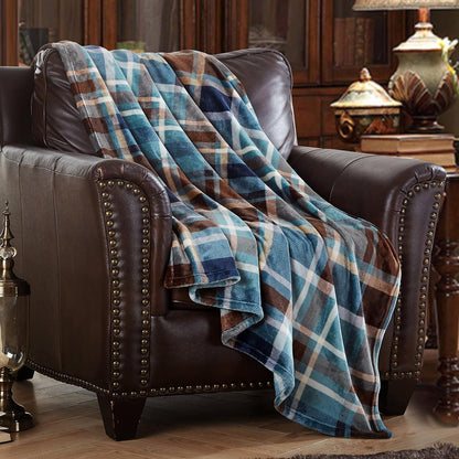 MERRYLIFE Throw Blanket Plaid Sherpa | Ultra-Plush Soft Colorful Oversized | Decorative Couch