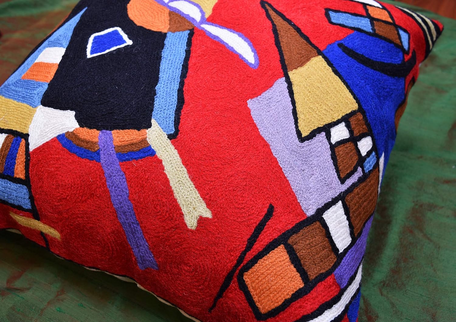 Kandinsky Contemporary Throw Pillow Cover - Bright | Red Modern Pillow Cases | Abstract Accent