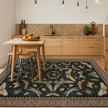 Washable 5x7 Black Rug for Living Room - Foyer Rugs for Entryway, Bedroom, Home Office, Gothic