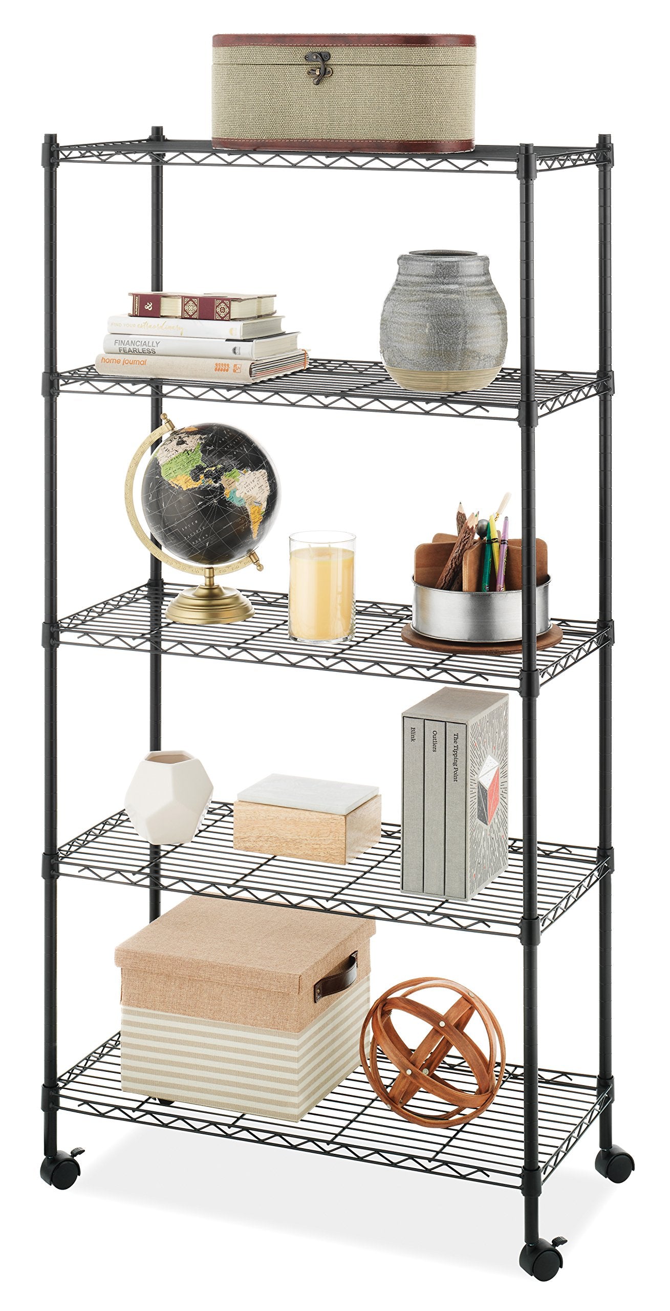 Whitmor 5 Tier Supreme Shelving Unit, Metal Storage Shelves, Adjustable Heavy Duty Shelf with