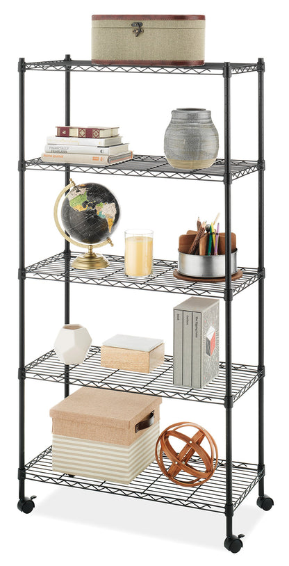 Whitmor 5 Tier Supreme Shelving Unit, Metal Storage Shelves, Adjustable Heavy Duty Shelf with