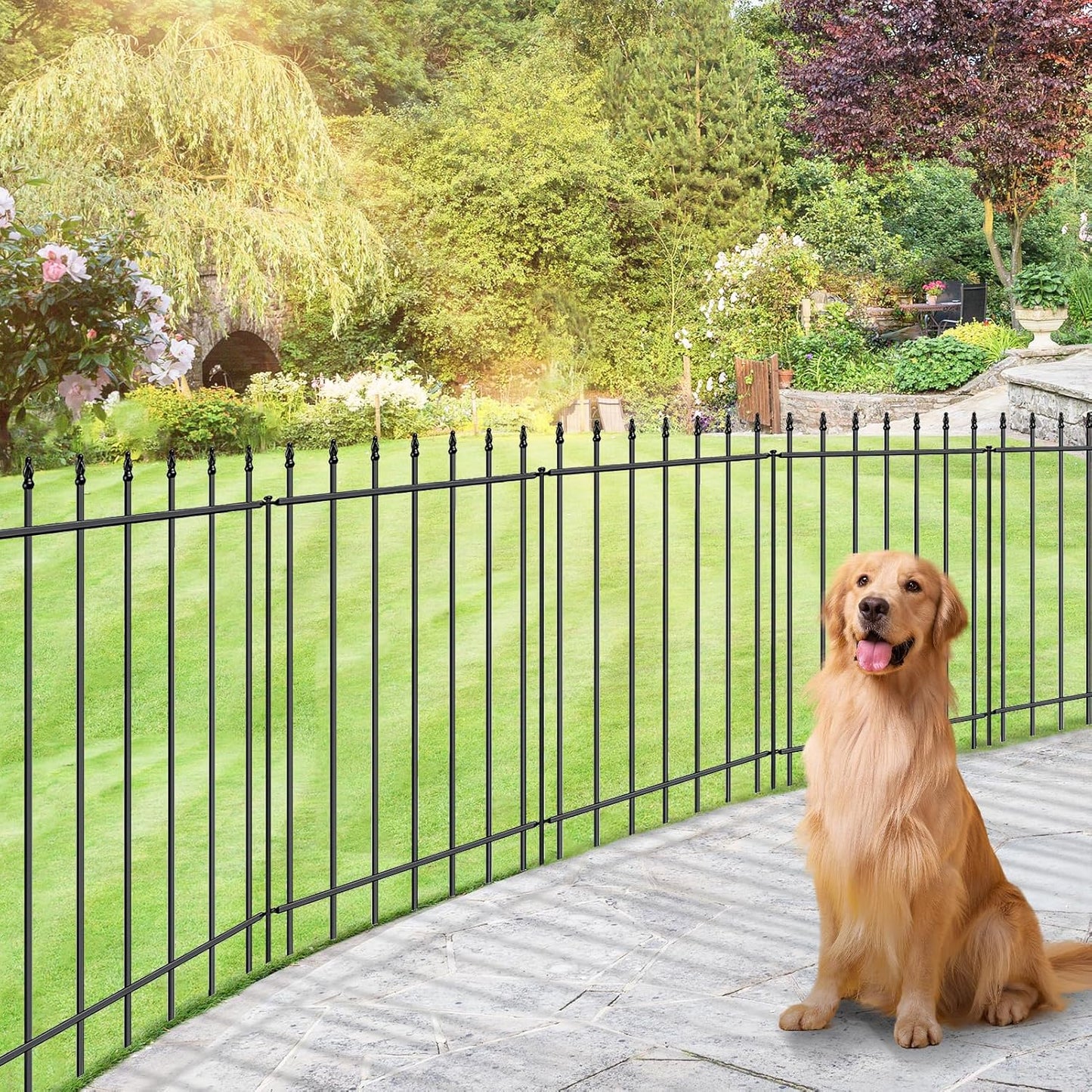 Metal Garden Fence 36 in H x 10 ft L,Border Fence Panels Animal Barrier for Dogs, No Dig Garden