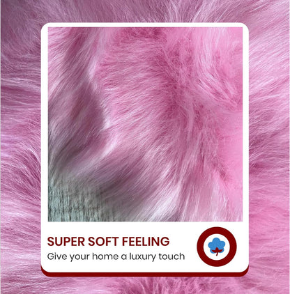 LAMBZY Faux Sheepskin Super Soft Hypoallergenic Free Shape Silky Shag Rug, Luxury Shaggy Plush
