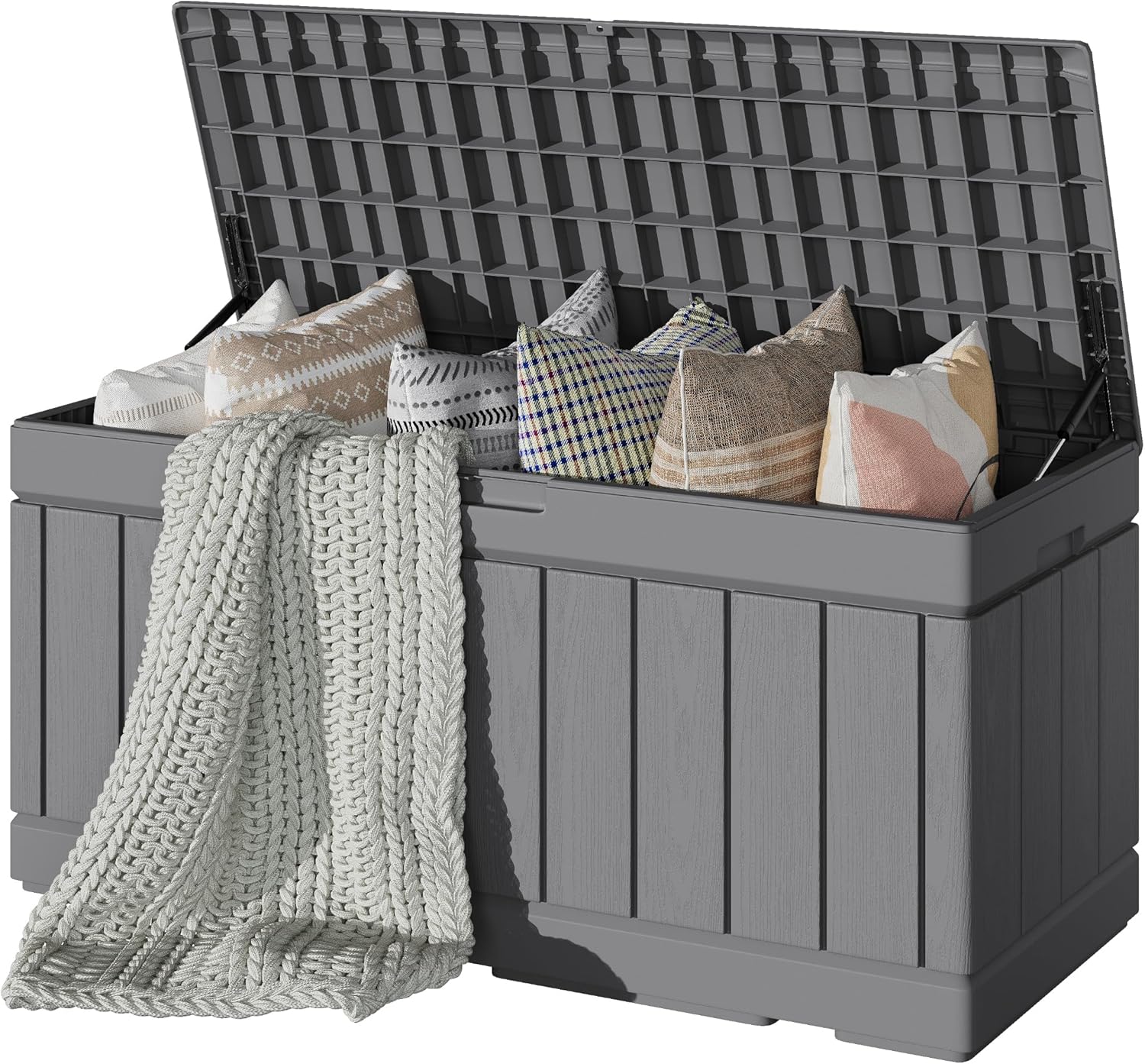 Devoko 80 Gallon Deck Box, Waterproof Resin Outdoor Storage Box for Outside and Patio, Outdoor